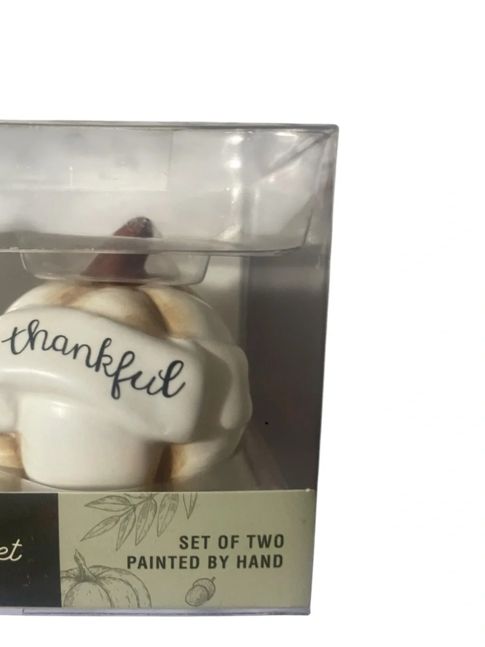 'Blessed' and 'Thankful' Ceramic Salt & Pepper Shaker Set - Pastel Green & Cream